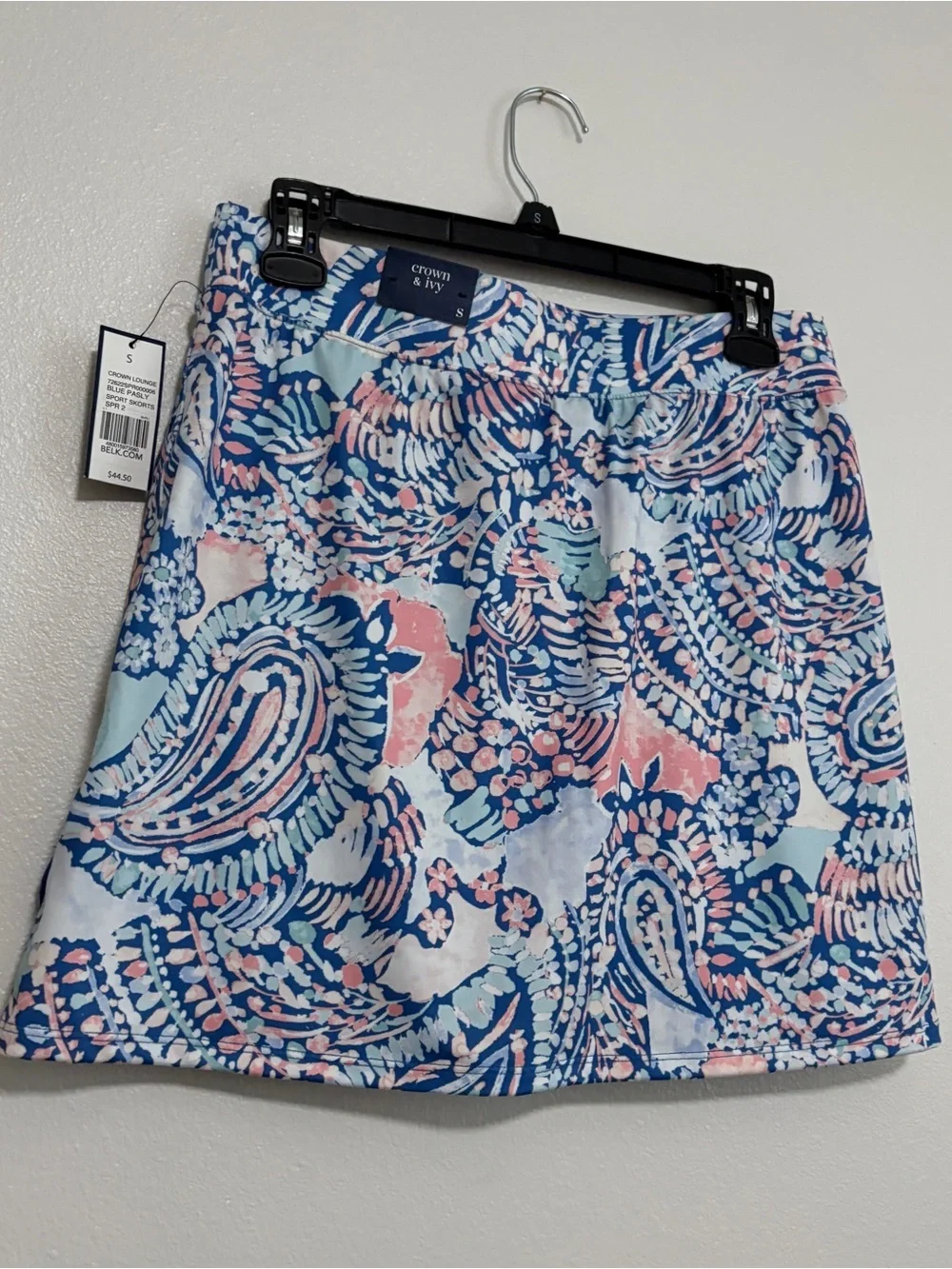 NWT Women's Crown & Ivy Athletic Activewear Workout Skort Skirt Paisley Golf Sm